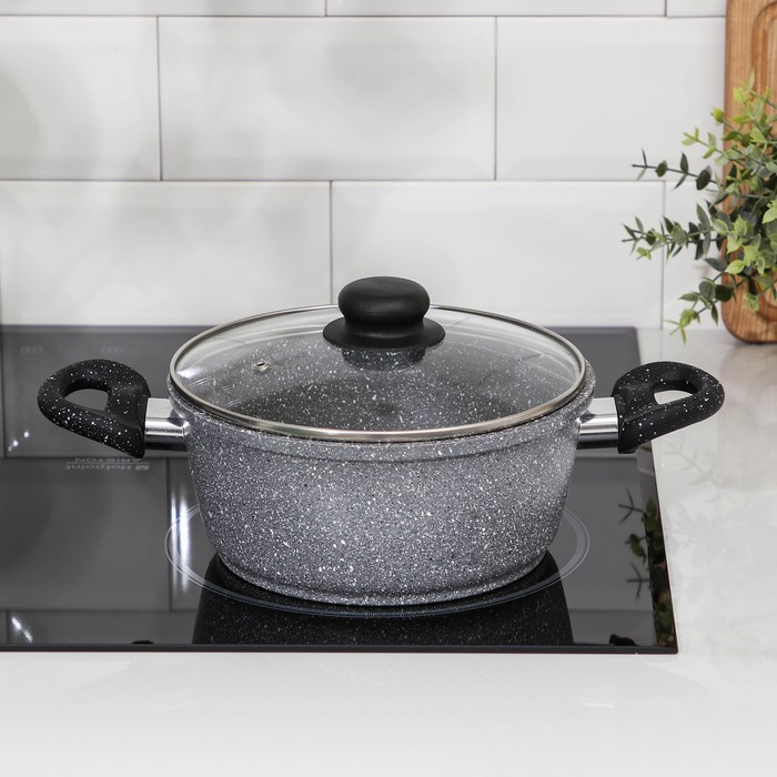 Кастрюля Доляна &laquo;Марбл&raquo;, 2 л, d=20 см, h=9 см, антипригарное покрытие