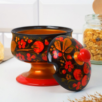 Сахарница &laquo;Ягодка&raquo; на ножке, 12&times;9 см, хохлома