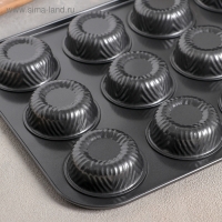 Форма для выпечки Доляна &laquo;Пудинг&raquo;, 35&times;27&times;3 см, 12 ячеек, антипригарное покрытие, цвет чёрный