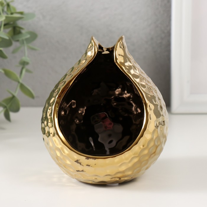 Подсвечник керамика на 1 свечу "Гранат" d=4,5 см золото 10х10х11,5 см