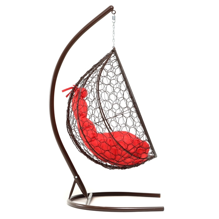 Подвесное кресло КОКОН &laquo;Капля&raquo; красная подушка, коричневая стойка