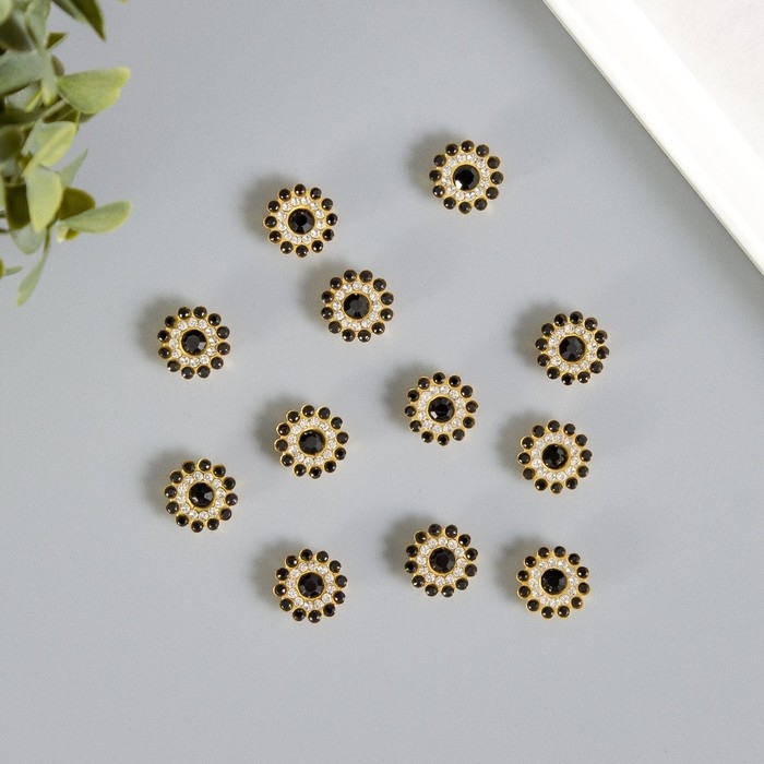 Декор для творчества пластик Декор для творчества пластик "Цветок-солнце чёрный" набор 12 шт 1,4х1,4 см