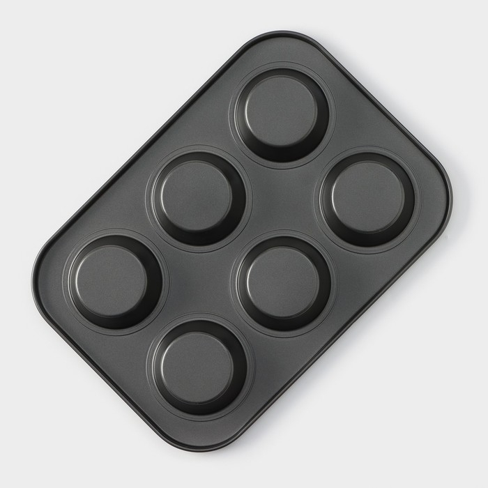 Форма для выпечки Доляна &laquo;Силикон плюс&raquo;, 27&times;18,5 см, 6 ячеек, силиконовые вкладки, антипригарное покрытие, цвет формочек МИКС