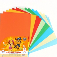 Бумага цветная тонированная, А4, 16 листов, 8 цветов, немелованная, двусторонняя, в пакете, 80 г/м², Щенячий патруль Бумага цветная тонированная, А4, 16 листов, 8 цветов, немелованная, двусторонняя, в пакете, 80 г/м², Щенячий патруль