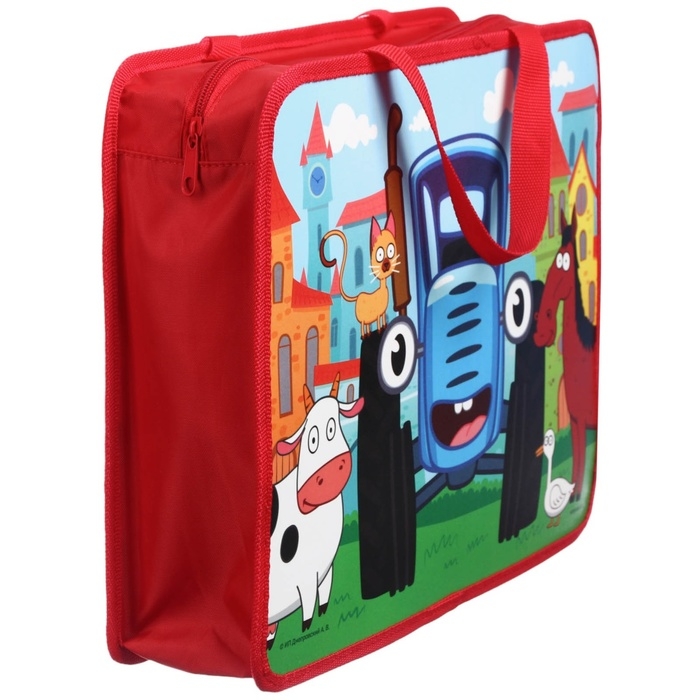 Папка пластиковая с ручками А4, на молнии, 75х330х260 мм, Синий трактор Папка пластиковая с ручками А4, на молнии, 75х330х260 мм, Синий трактор