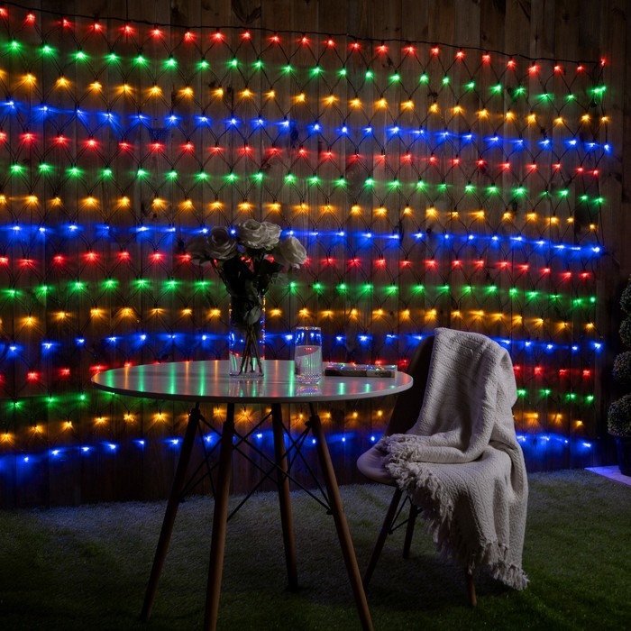 Гирлянда «Сеть» 2 х 3 м, IP44, УМС, тёмная нить, 384 LED, свечение мульти, 220 В Гирлянда «Сеть» 2 х 3 м, IP44, УМС, тёмная нить, 384 LED, свечение мульти, 220 В