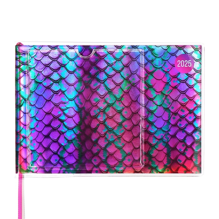 Еженедельник датир 2025г 180х127мм мягк обл ПВХ 64л ESCALADA ЗМЕЯ МАЛИНОВАЯ, кр бл 70 г/м&sup2;