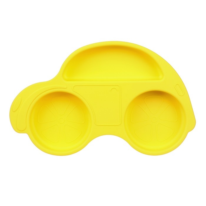 Силиконовая детская тарелка «Машинка» с секциями, цвет МИКС Силиконовая детская тарелка «Машинка» с секциями, цвет МИКС