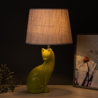 Настольная лампа "Кошечка" Е27 40Вт бело-фисташковый 25х25х46 см RISALUX Настольная лампа "Кошечка" Е27 40Вт бело-фисташковый 25х25х46 см RISALUX