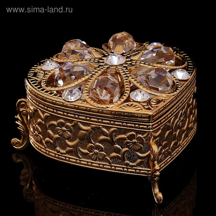 Шкатулка &laquo;Грация&raquo;, с бархатом, 6,8&times;6,2&times;4.6 см, с кристаллами