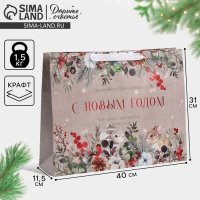 Пакет подарочный новогодний крафтовый горизонтальный «Заветные мечты», L 40 х 31 х 11.5 см, Новый год Пакет подарочный новогодний крафтовый горизонтальный «Заветные мечты», L 40 х 31 х 11.5 см, Новый год