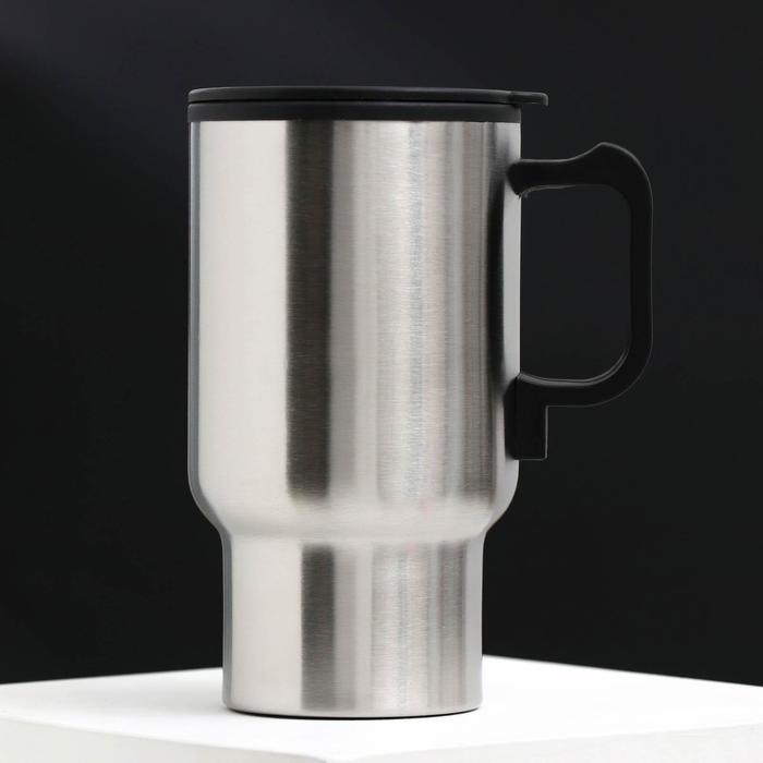 Термокружка, 450 мл, Автомобильная &laquo;Настоящий герой&raquo;, сохраняет тепло 3 ч, с подогревом от прикуривателя