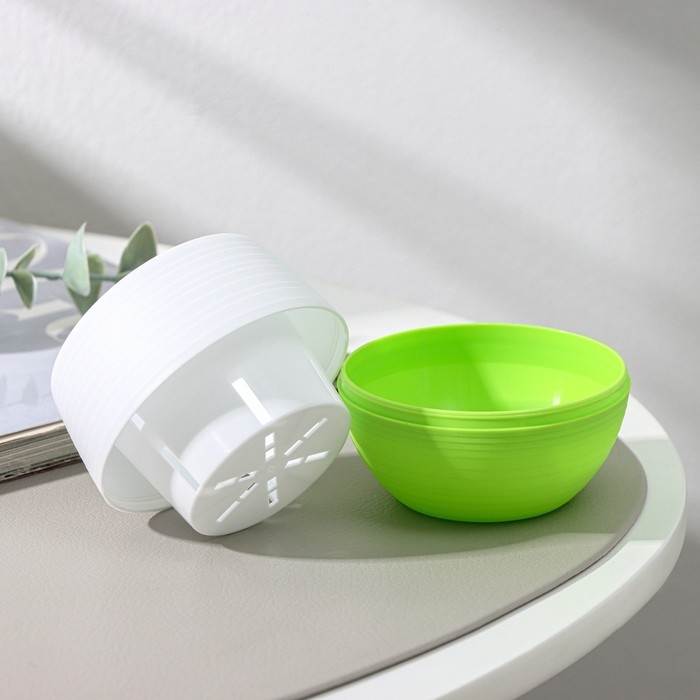 Горшок для цветов с поддоном &laquo;Япония&raquo;, 125 мл, d=8 см, h=6,5 см, цвет белый-фисташковый