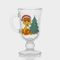 Кружка стеклянная для глинтвейна «Новогодние змейки», 200 мл, МИКС Кружка стеклянная для глинтвейна «Новогодние змейки», 200 мл, МИКС