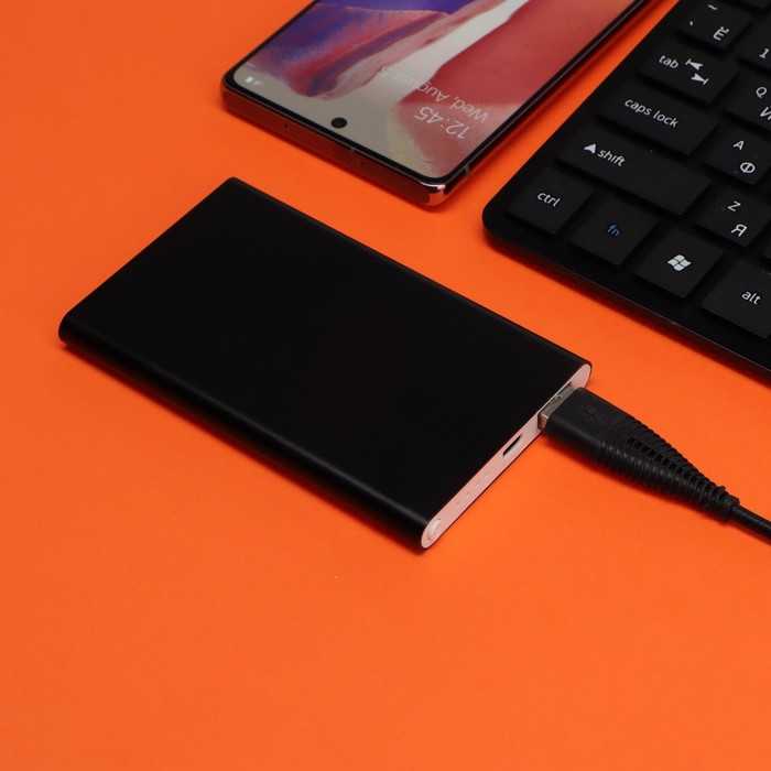 Внешний аккумулятор Luazon PB-17, 4000 мАч, USB, 1 А, индикатор, тонкий корпус,металл,чёрный