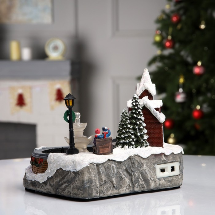 Светодиодная фигура &laquo;Новогодний фонтан&raquo; 23 &times; 18 &times; 13 см, полистоун, батарейки ААх3 (не в комплекте), USB, свечение тёплое белое