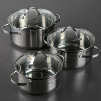 Набор кастрюль &laquo;Альта&raquo;, 3 предмета: 2,2 л, 3,2 л, 4,2 л,капсульное дно, индукция