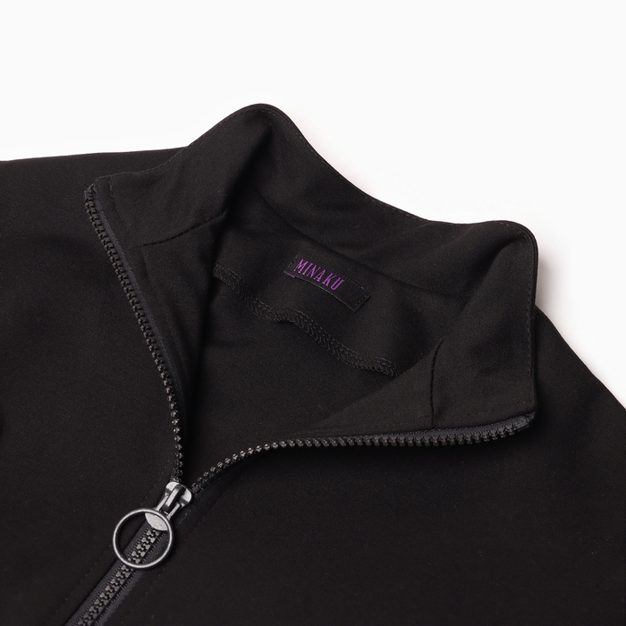 Бомбер для девочки MINAKU: Casual Collection KIDS, цвет чёрный, рост 140 см