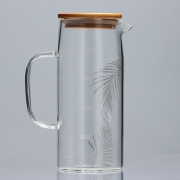 Кувшин стеклянный с бамбуковой крышкой &laquo;Тропики&raquo;, 1000 мл, с крышкой