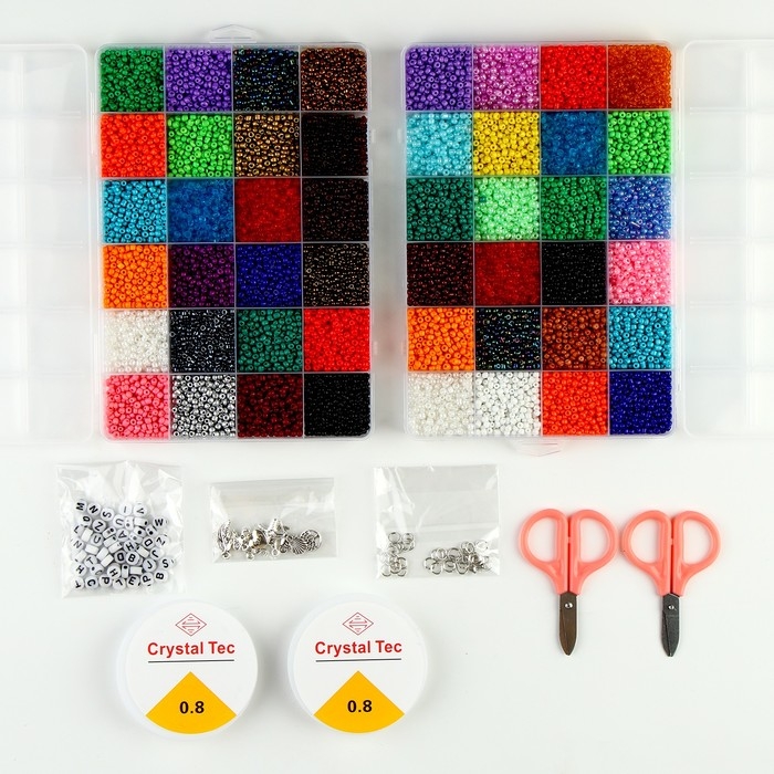 Набор для создания украшений, 48 цветов, леска, фурнитура, шармы