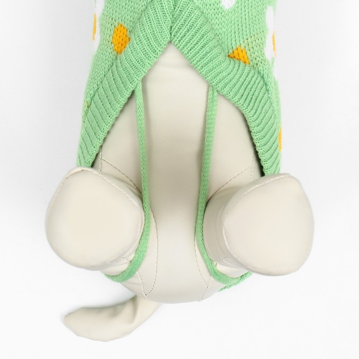 Свитер "Ромашки", размер  3XL (ДС 46, ОШ 46, ОГ 38-64 см), зелёный