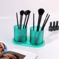 Набор органайзеров - подставок для хранения маникюрных/косметических принадлежностей, на подставке, 20 &times; 10 &times; 10 см, цвет прозрачный/МИКС