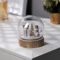 Светодиодная фигура &laquo;Шар со снеговиком&raquo; 8 &times; 8.5 &times; 8 см, дерево, пластик, батарейки AG13х3 (в комплекте), свечение тёплое белое