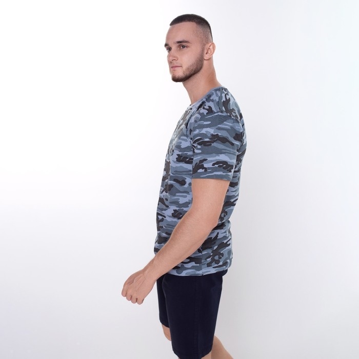 Футболка мужская камуфляж пятна, цвет серо-голубой, размер 48 Футболка мужская камуфляж пятна, цвет серо-голубой, размер 48