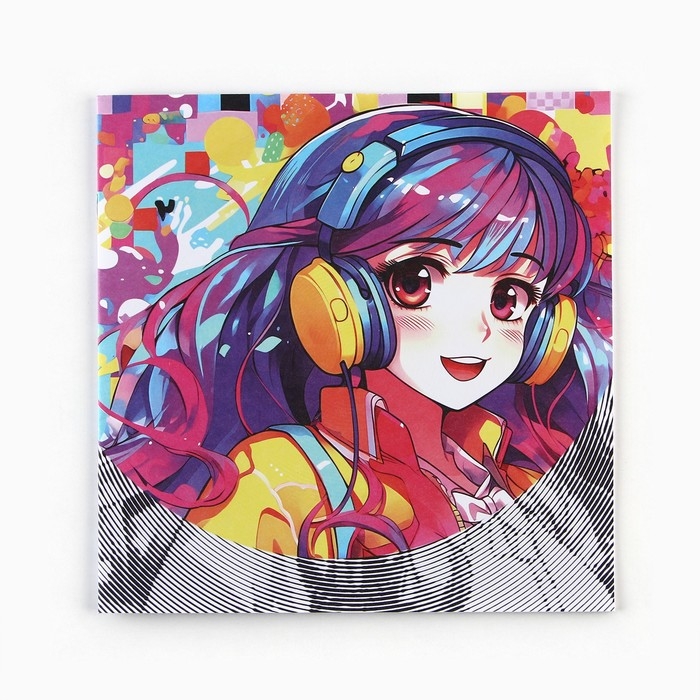 Спиральная раскраска-антистресс &laquo;Девочки-аниме&raquo;, 20 х 20 см