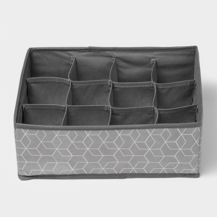 Органайзер для хранения белья Доляна &laquo;Фора&raquo;, 12 ячеек, 32&times;24&times;12 см, цвет серый