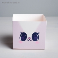 Коробка для цветов с топпером &laquo;Котик&raquo;, 11 х 12 х 10 см