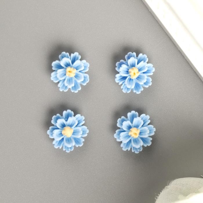 Декор для творчества пластик Декор для творчества пластик "Голубые пионы", набор 30 шт. 1х1 см