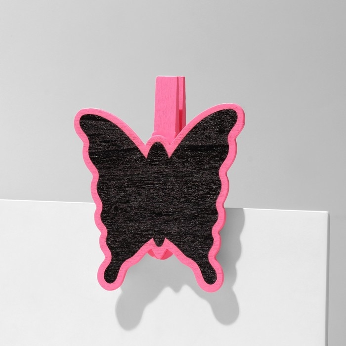 Меловой ценник на прищепке «Бабочка», 2 шт. в наборе, 1,5×10×8 см, цвет розовый Меловой ценник на прищепке «Бабочка», 2 шт. в наборе, 1,5×10×8 см, цвет розовый