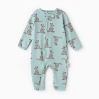 Комбинезон детский (3 шт.), цвет бежевый/зелёный/белый, рост 86 см