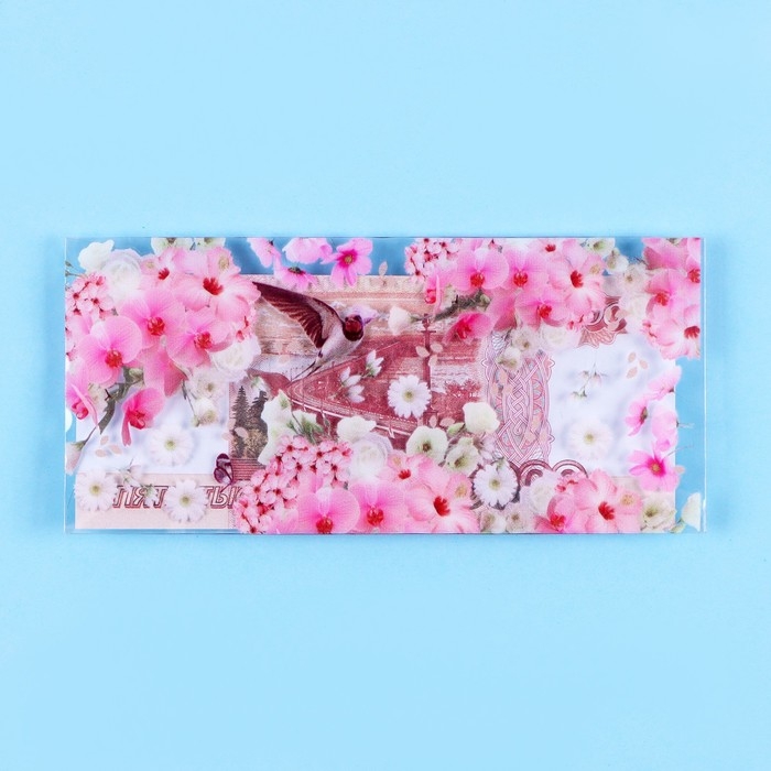 Конверт для денег Конверт для денег "Универсальный!" прозрачный ПВХ, птица, 16 х 8 см