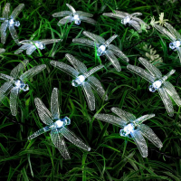 Гирлянда «Нить» 4.5 м с насадками «Стрекозы», IP44, тёмная нить, 30 LED, свечение белое, 2 режима, солнечная батарея Гирлянда «Нить» 4.5 м с насадками «Стрекозы», IP44, тёмная нить, 30 LED, свечение белое, 2 режима, солнечная батарея