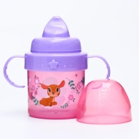 Поильник детский с твёрдым носиком &laquo;Оленята. Мамы и малыши&raquo;, 150 мл., с ручками, цвет розовый