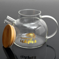 Чайник стеклянный заварочный с бамбуковой крышкой «Моментов счастья», 1000 мл Чайник стеклянный заварочный с бамбуковой крышкой «Моментов счастья», 1000 мл