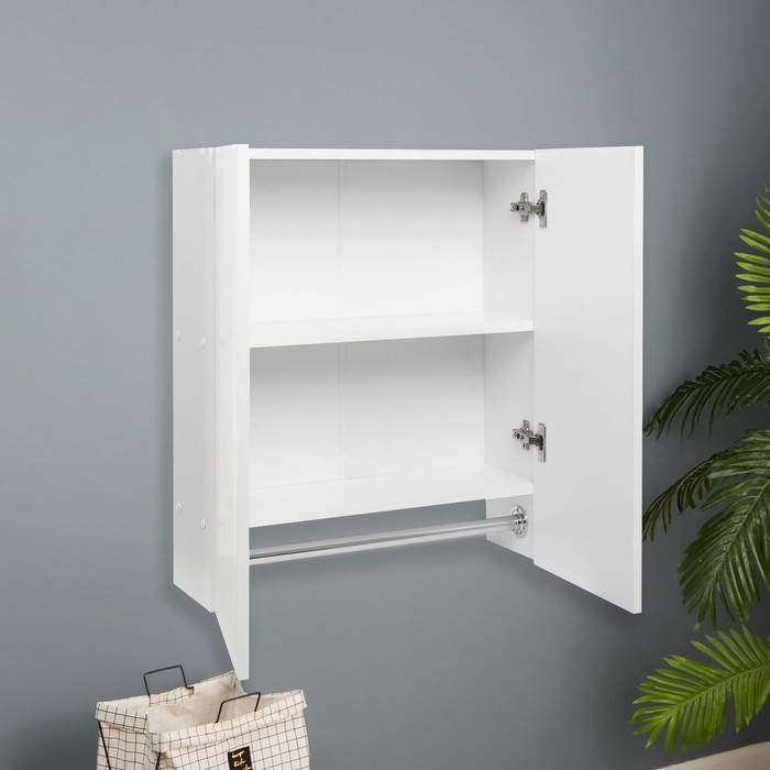 Шкаф для ванной комнаты со штангой, белый, 70 х 60 х 20 см