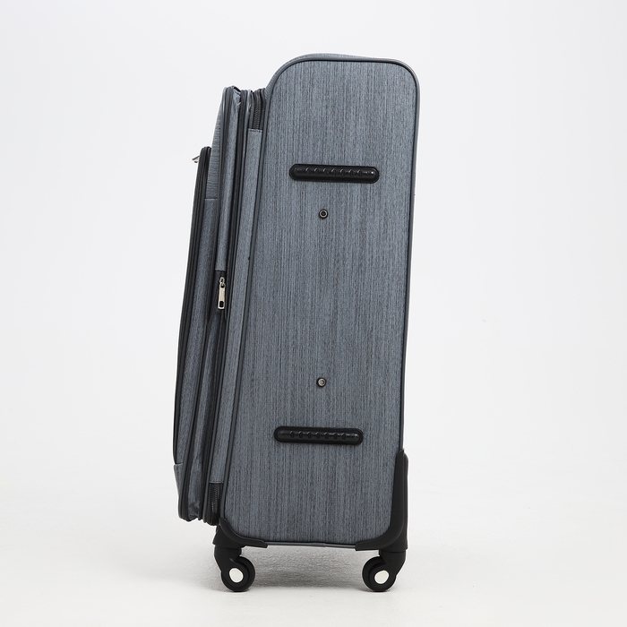 Чемодан большой 95 л (L), отдел на молнии, с расширением, кодовый замок, 4 колеса, наружный карман, цвет серый