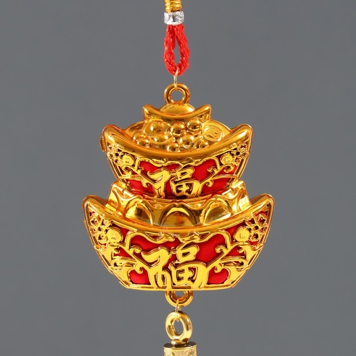 Подвеска пластик, текстиль "Пирамида из слитков ямб" 4х7,5х35 см