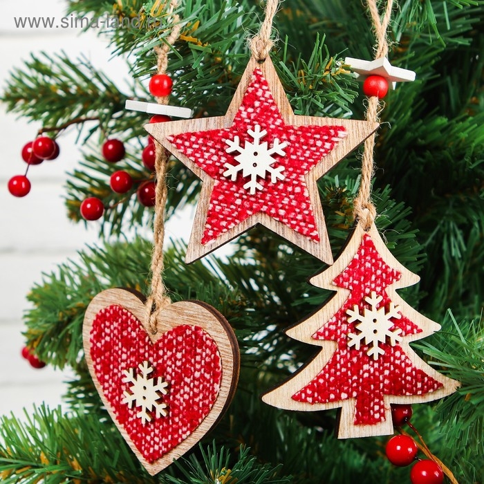 Подвеска новогодняя &laquo;Зимний вечер&raquo;, МИКС, красная