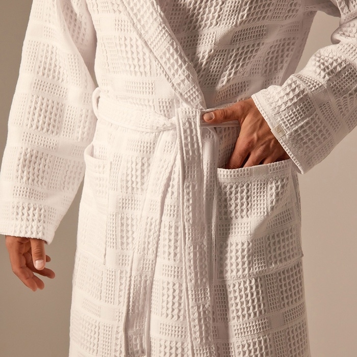 Халат вафельный мужской SL HOME: Chess "Блан де Блан", размер L, 100% хлопок, 340 г/м2