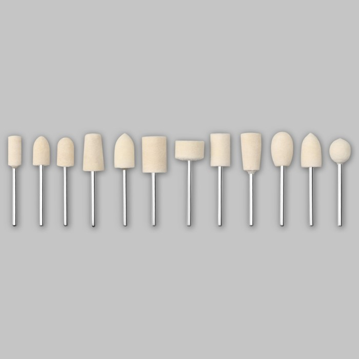 Фрезы войлочные для маникюра в пластиковом органайзере, 12 шт Фрезы войлочные для маникюра в пластиковом органайзере, 12 шт