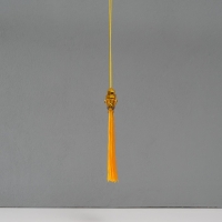 Подвеска текстиль, пластик "Китайский лев" жёлтая 2х4х14 см