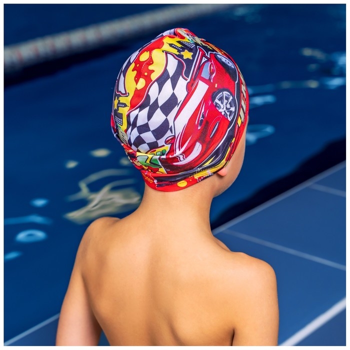 Шапочка для плавания детская ONLYTOP &laquo;Чемпион&raquo;, тканевая, обхват 46-52 см