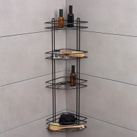 Полка угловая для ванной 4-х ярусная Native, 175×175×762 мм, цвет черный матовый Полка угловая для ванной 4-х ярусная Native, 175×175×762 мм, цвет черный матовый