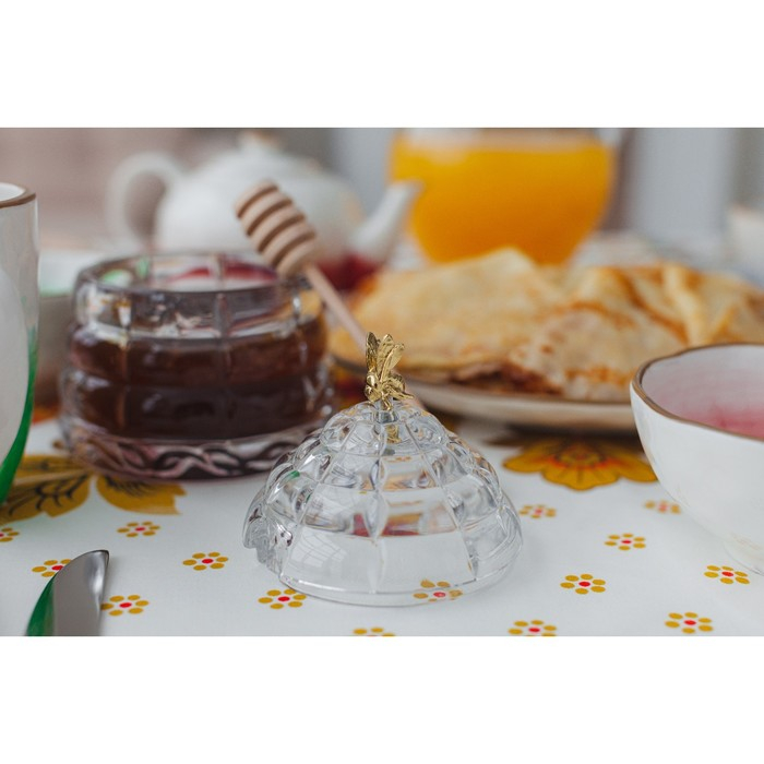 Ёмкость хрустальная для мёда «Улей с пчёлкой», 200 мл, h=11.8 см Ёмкость хрустальная для мёда «Улей с пчёлкой», 200 мл, h=11.8 см