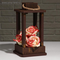 Кашпо деревянное "Фонарь", ручка верёвка, золотой винтаж, 16&times;16&times;30 см