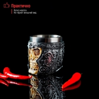 Стопка из нержавеющей стали &laquo;Череп в шлеме. Хэллоуин&raquo;, 70 мл, цвет серебряный